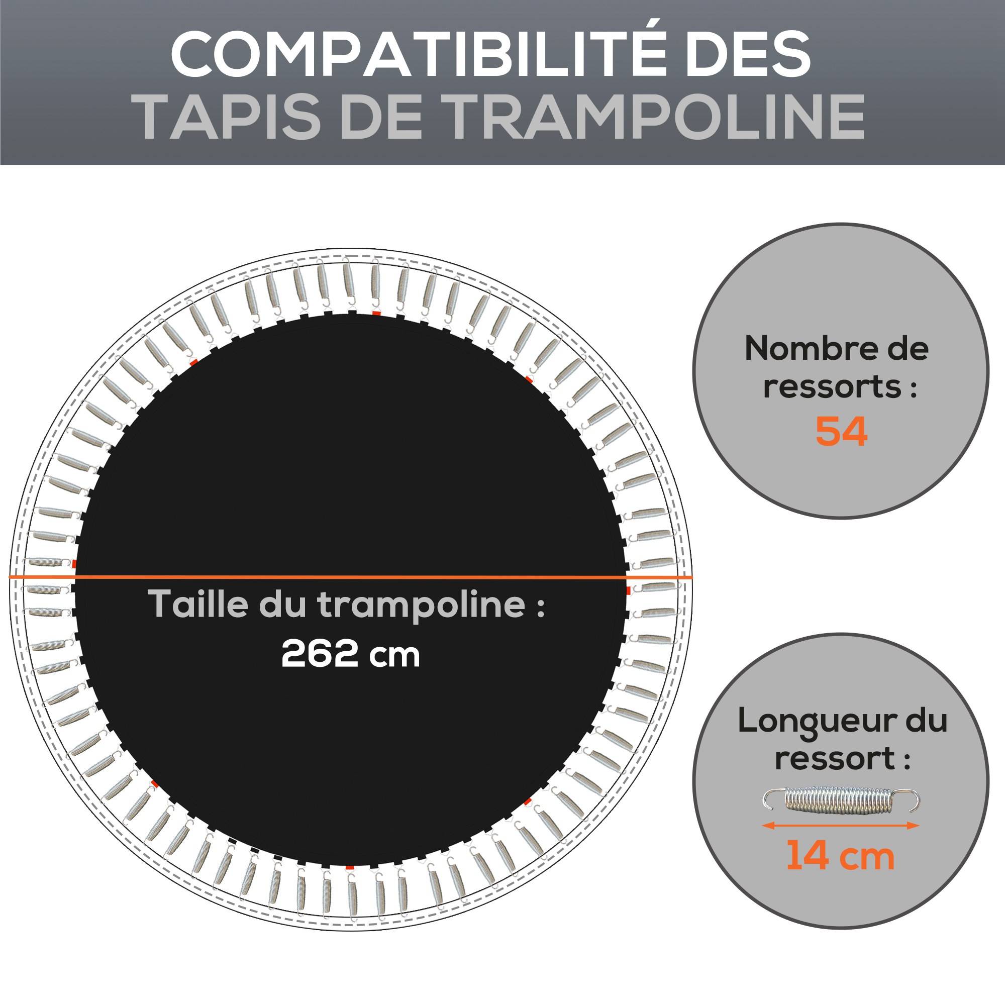 Sportnow - Tapis de rechange trampoline Ø 3 m ressorts 14 cm outil 54 crochets en V inclus - SPORTNOW - Image 4