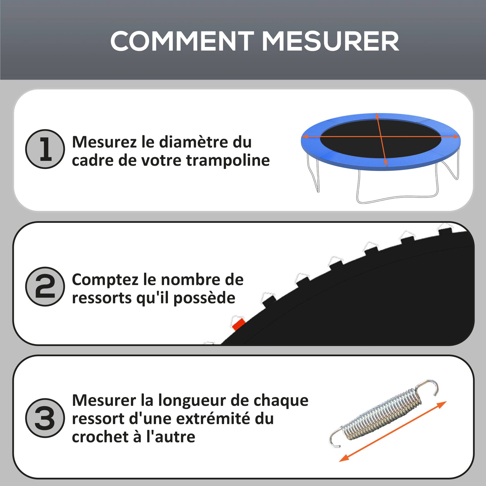 Sportnow - Tapis de rechange trampoline Ø 3 m ressorts 14 cm outil 54 crochets en V inclus - SPORTNOW - Image 7