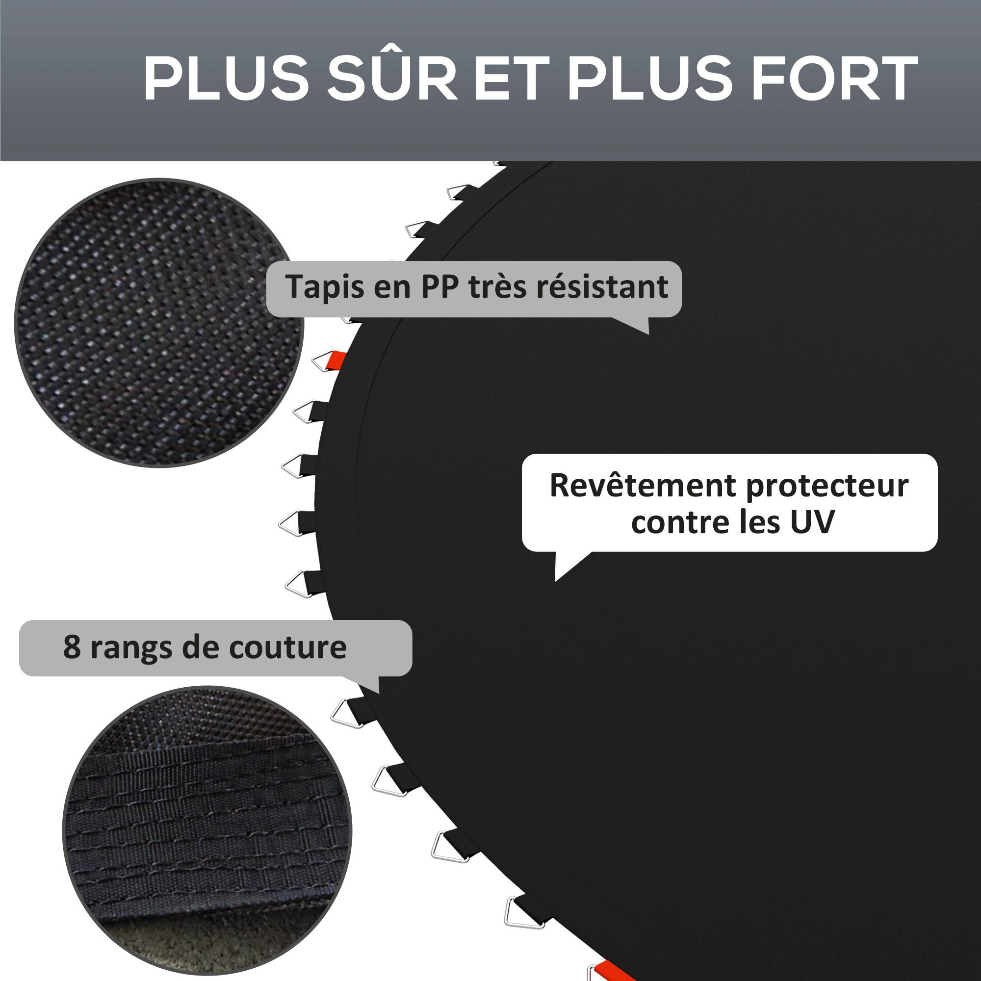 Sportnow - Tapis de rechange trampoline Ø 3 m ressorts 14 cm outil 54 crochets en V inclus - SPORTNOW - Image 5