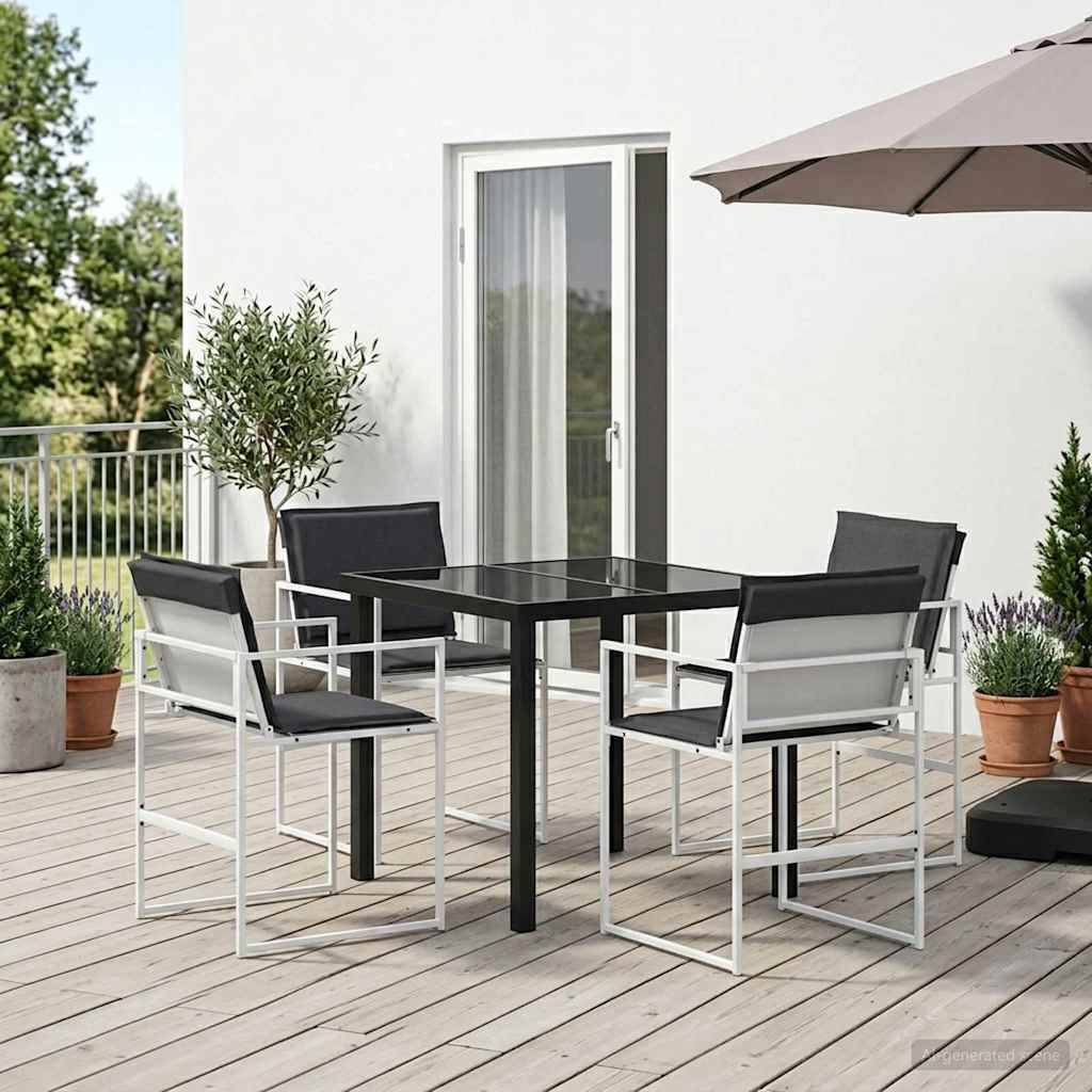 Ensemble de salle à manger de jardin acier et textilène noir 80 x 80 x 73 cm, Poids:39.6kg - PANGIVO - Image 1