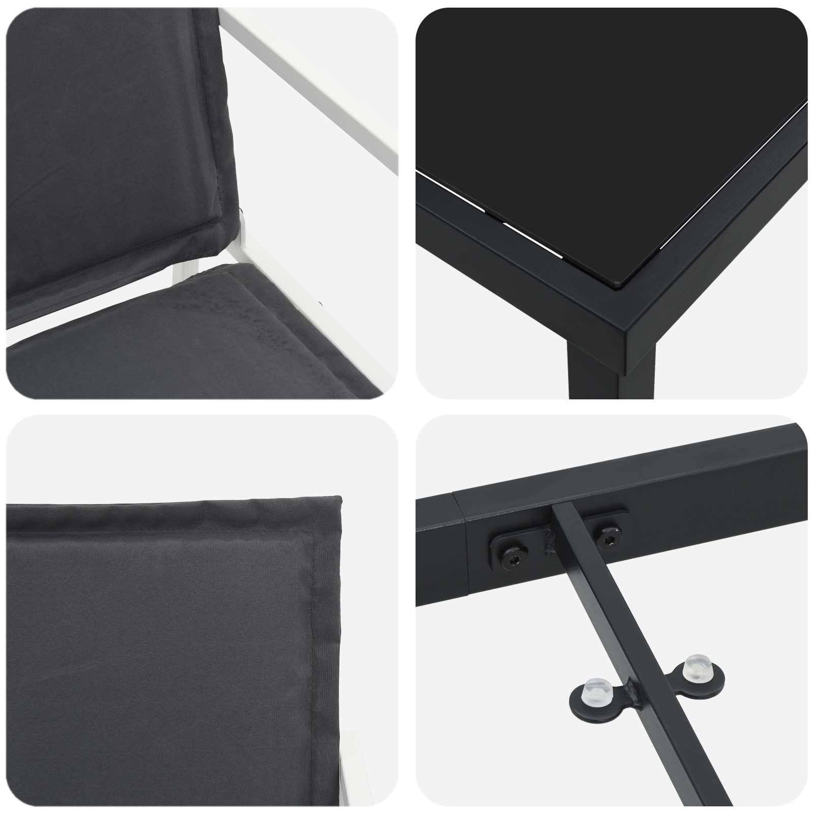 Ensemble de salle à manger de jardin acier et textilène noir 80 x 80 x 73 cm, Poids:39.6kg - PANGIVO - Image 7