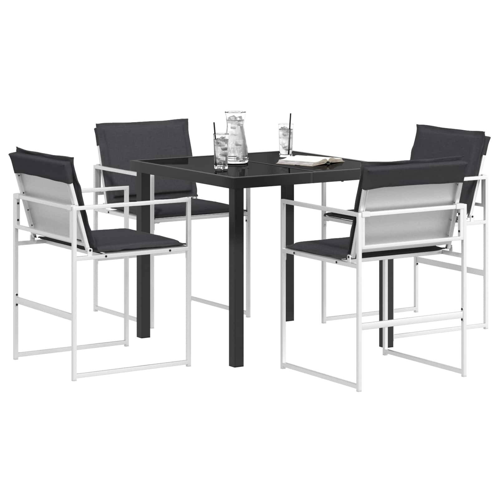 Ensemble de salle à manger de jardin acier et textilène noir 80 x 80 x 73 cm, Poids:39.6kg - PANGIVO - Image 3