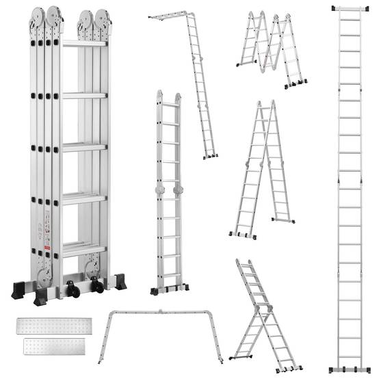 Échelle télescopique 7 en 1, Échelle Transformable 5.8 m, 2 marches épaisses antidérapantes - Image 1