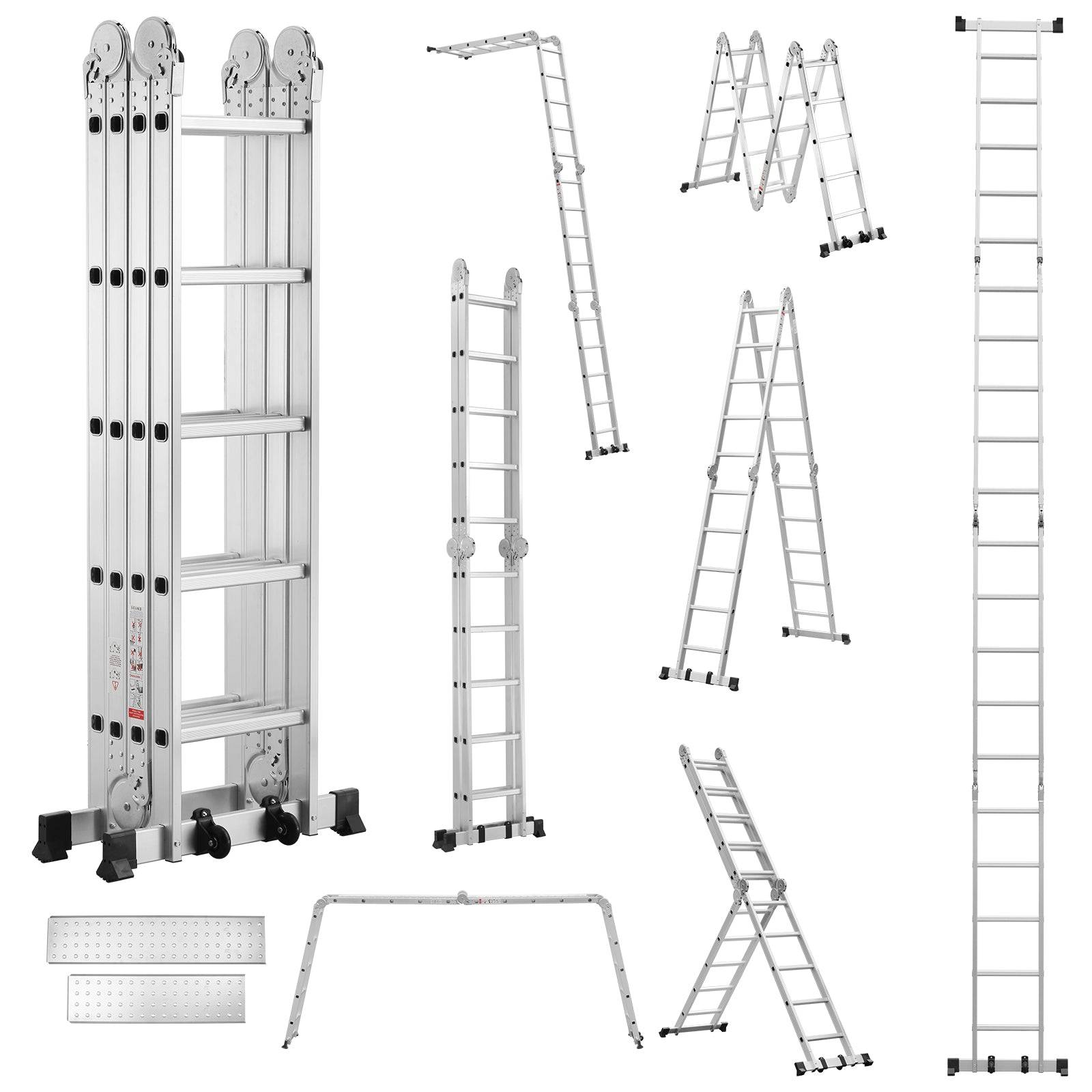 Échelle télescopique 7 en 1, Échelle Transformable 5.8 m, 2 marches épaisses antidérapantes - Image 1