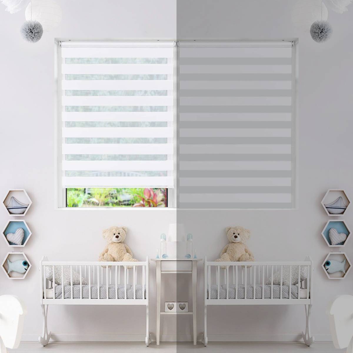 Vounot - Store enrouleur jour nuit double 80x150cm Blanc - Image 3