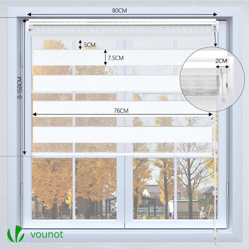 Vounot - Store enrouleur jour nuit double 80x150cm Blanc - Image 4