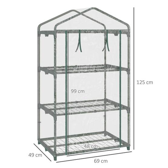 Serre de balcon acier et plastique pour semis protection hivernale 69x49x125cm transparent - ComfortXL Outdoor Living - Image 5
