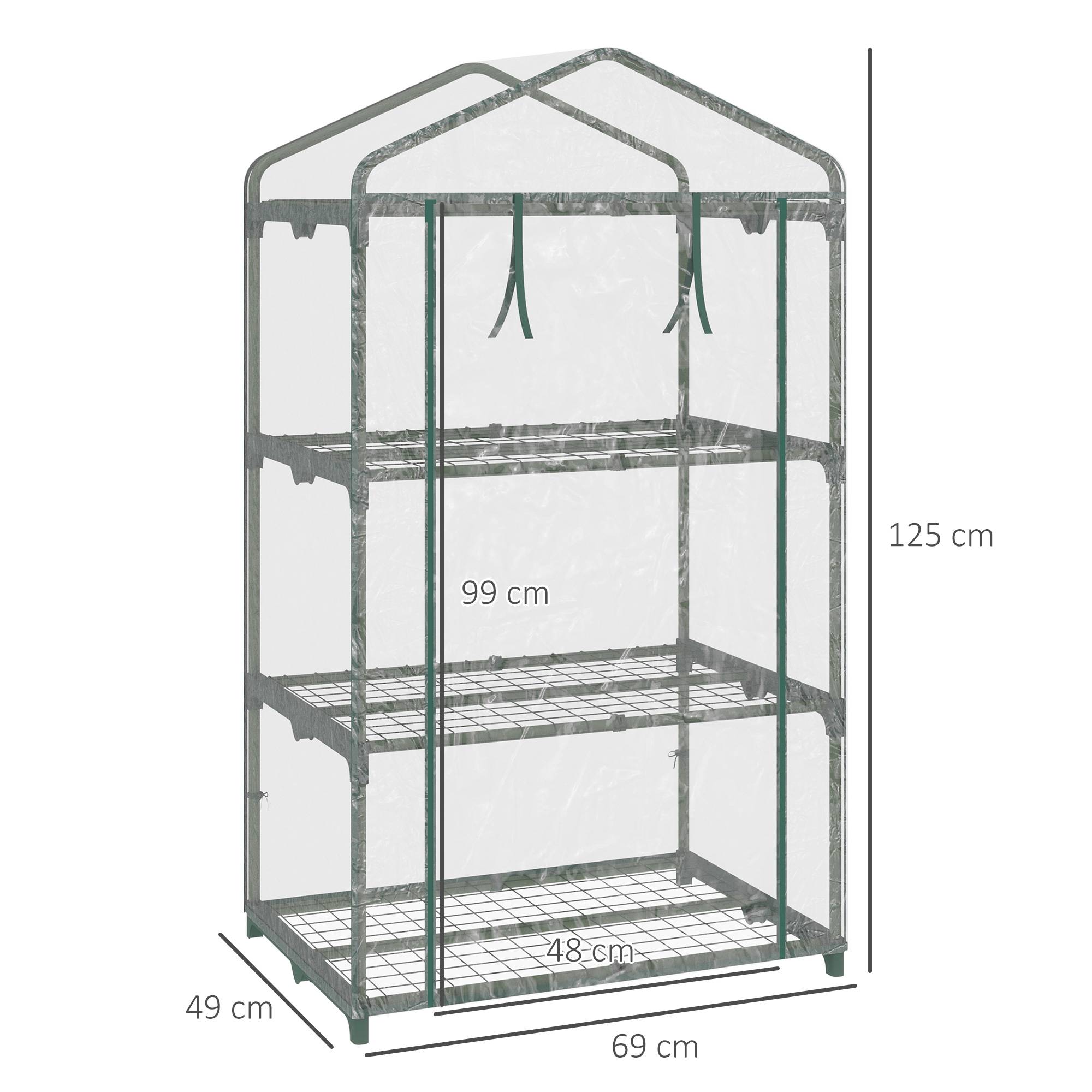 Serre de balcon acier et plastique pour semis protection hivernale 69x49x125cm transparent - ComfortXL Outdoor Living - Image 5