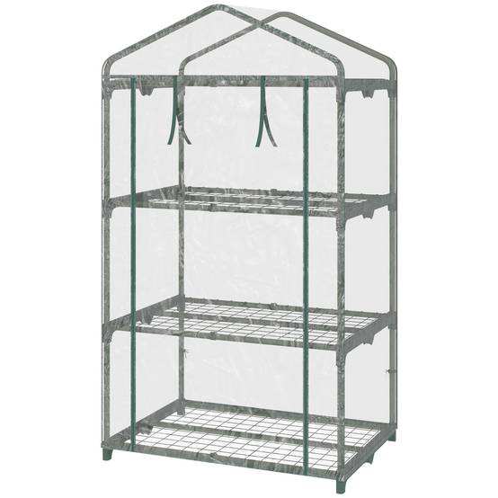 Serre de balcon acier et plastique pour semis protection hivernale 69x49x125cm transparent - ComfortXL Outdoor Living - Image 2