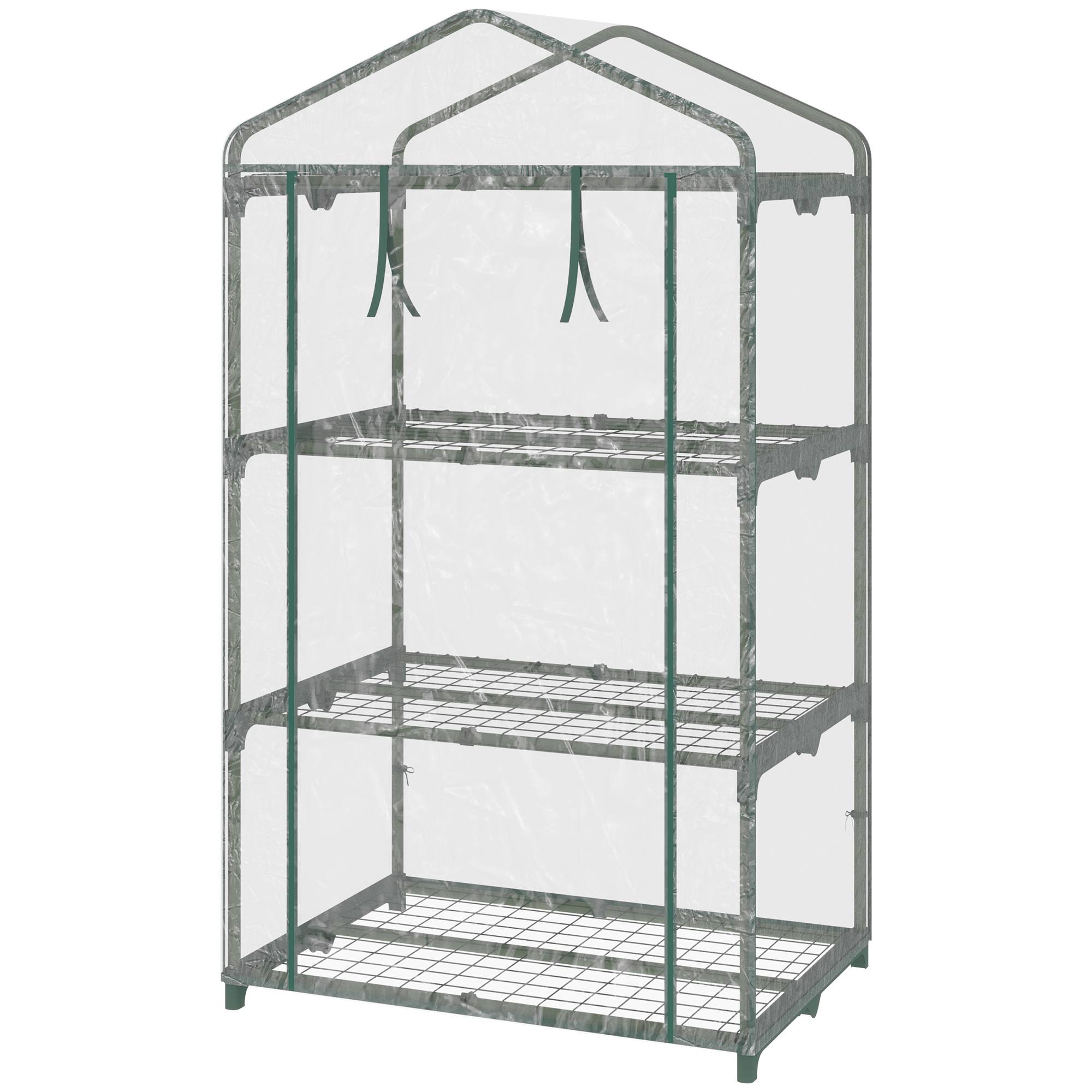 Serre de balcon acier et plastique pour semis protection hivernale 69x49x125cm transparent - ComfortXL Outdoor Living - Image 2