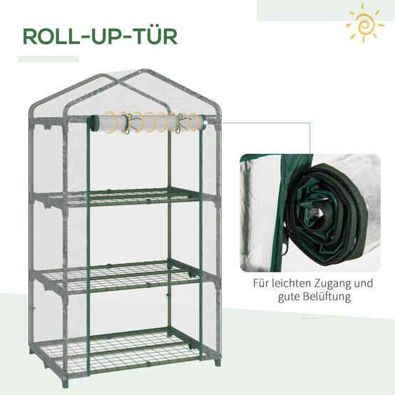 Serre de balcon acier et plastique pour semis protection hivernale 69x49x125cm transparent - ComfortXL Outdoor Living - Image 7