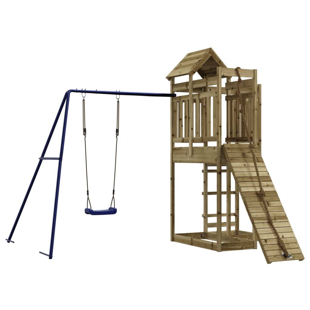 Helloshop26 - Aire de jeux d'extérieur balançoires toboggan portiques robuste jeux jardin 291 x 282 x 238 cm bois de pin imprégné - Image 1