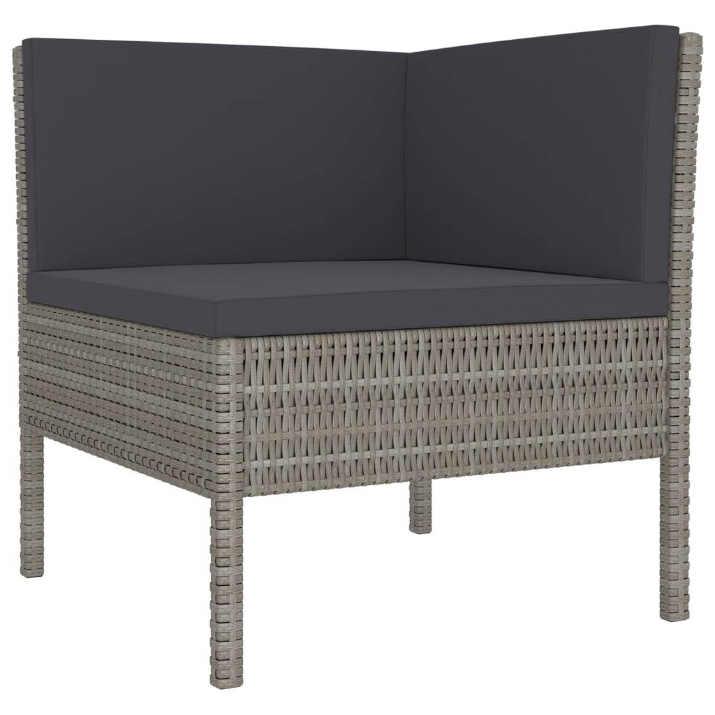 Helloshop26 - Salon de jardin meuble d'extérieur ensemble de mobilier 9 pièces avec coussins résine tressée gris - Image 4