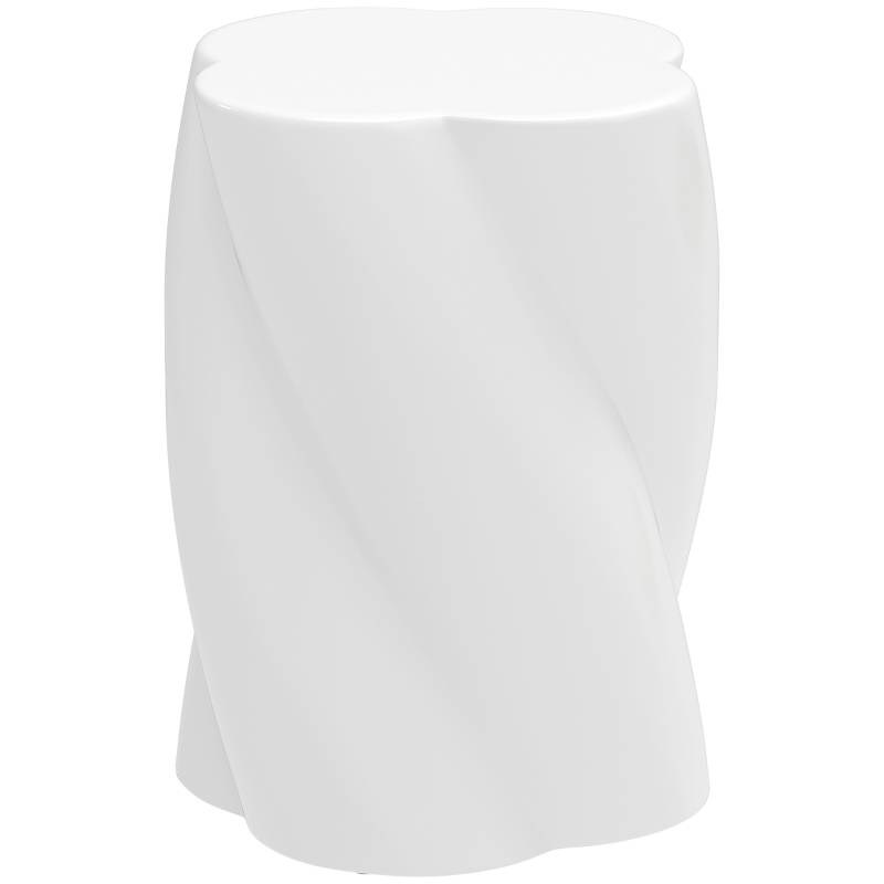 Tabouret en spirale en céramique, résistant aux intempéries, avec couvercle, pour jardin et terrasse, blanc - Image 1