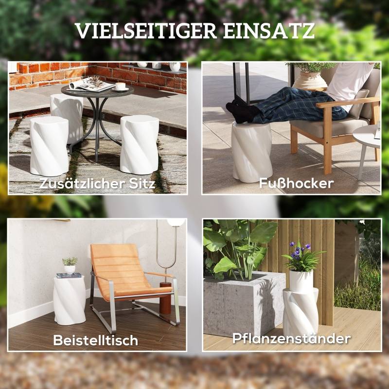 Tabouret en spirale en céramique, résistant aux intempéries, avec couvercle, pour jardin et terrasse, blanc - Image 7