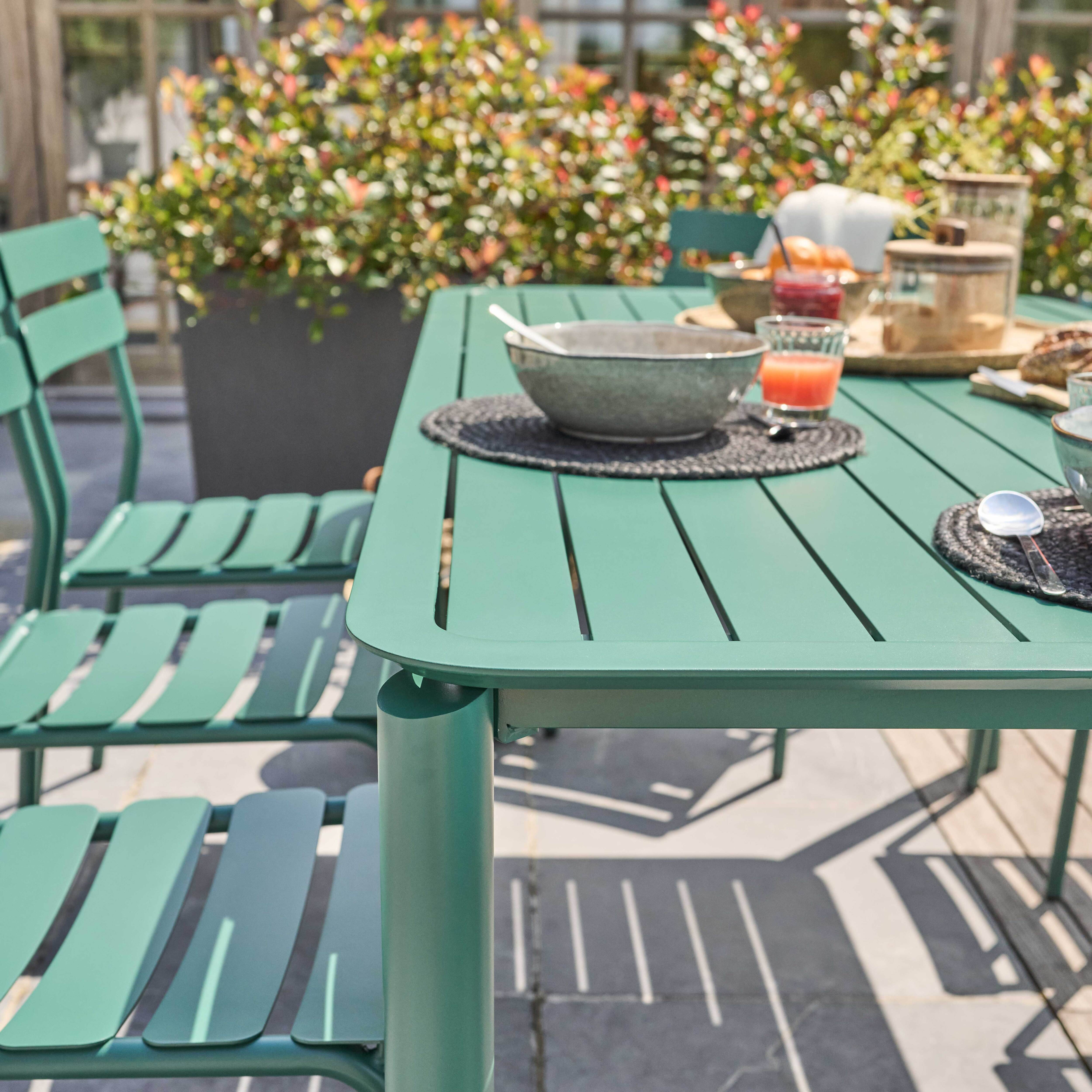 Oviala - Ensemble table de jardin et 8 chaises vert foncé Almada - Oviala - Image 3