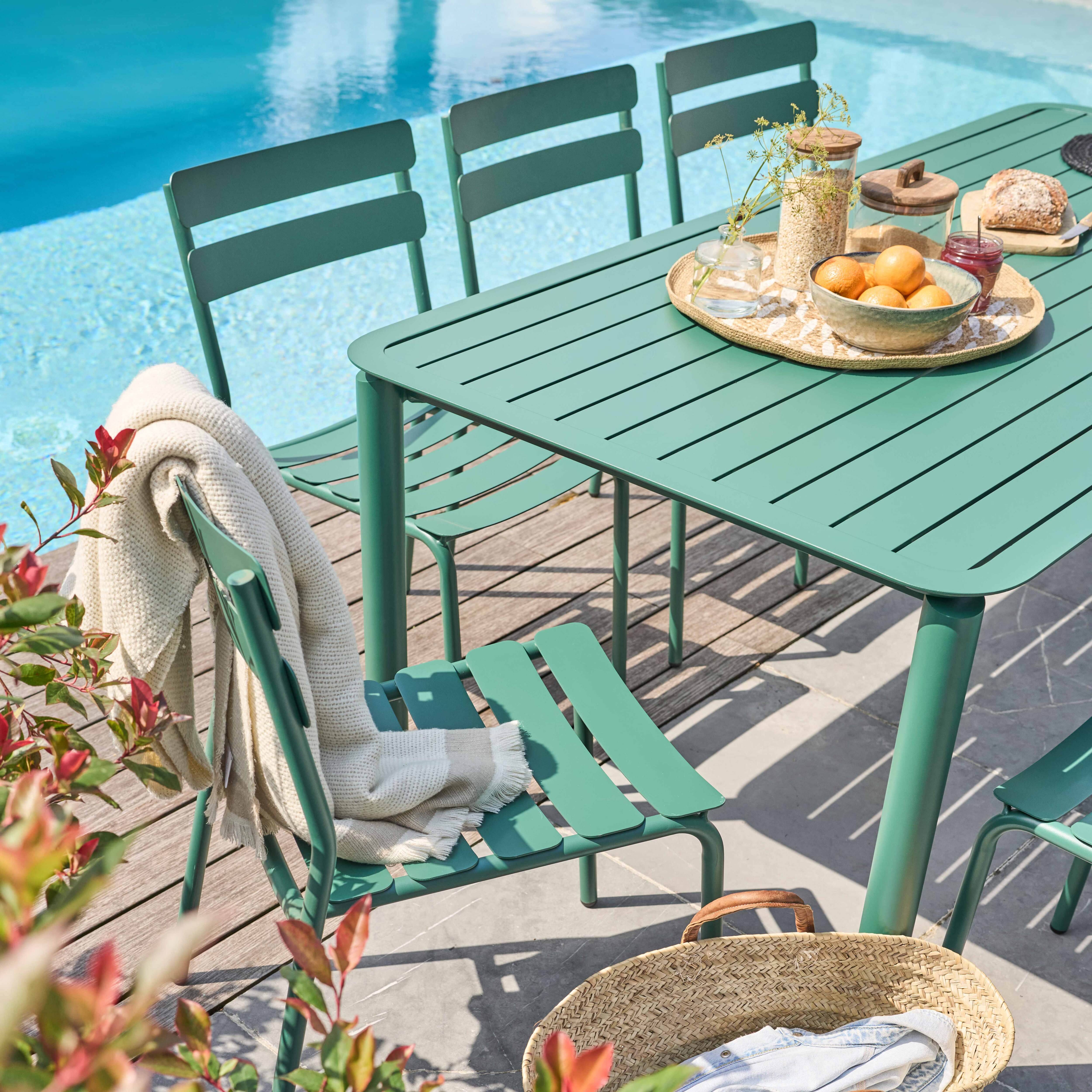 Oviala - Ensemble table de jardin et 8 chaises vert foncé Almada - Oviala - Image 4
