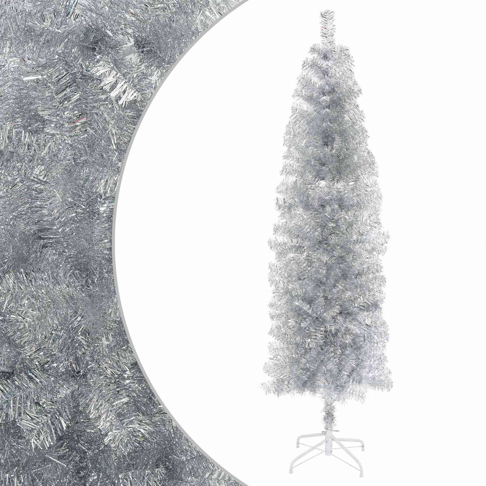 Vidaxl - Arbre de Noël artificiel slim 180 cm PVC et Acier Argenté vidaXL 42055262 - Image 2