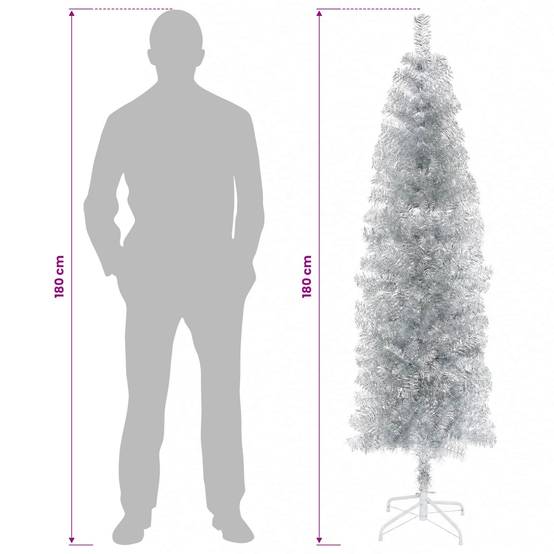 Vidaxl - Arbre de Noël artificiel slim 180 cm PVC et Acier Argenté vidaXL 42055262 - Image 8