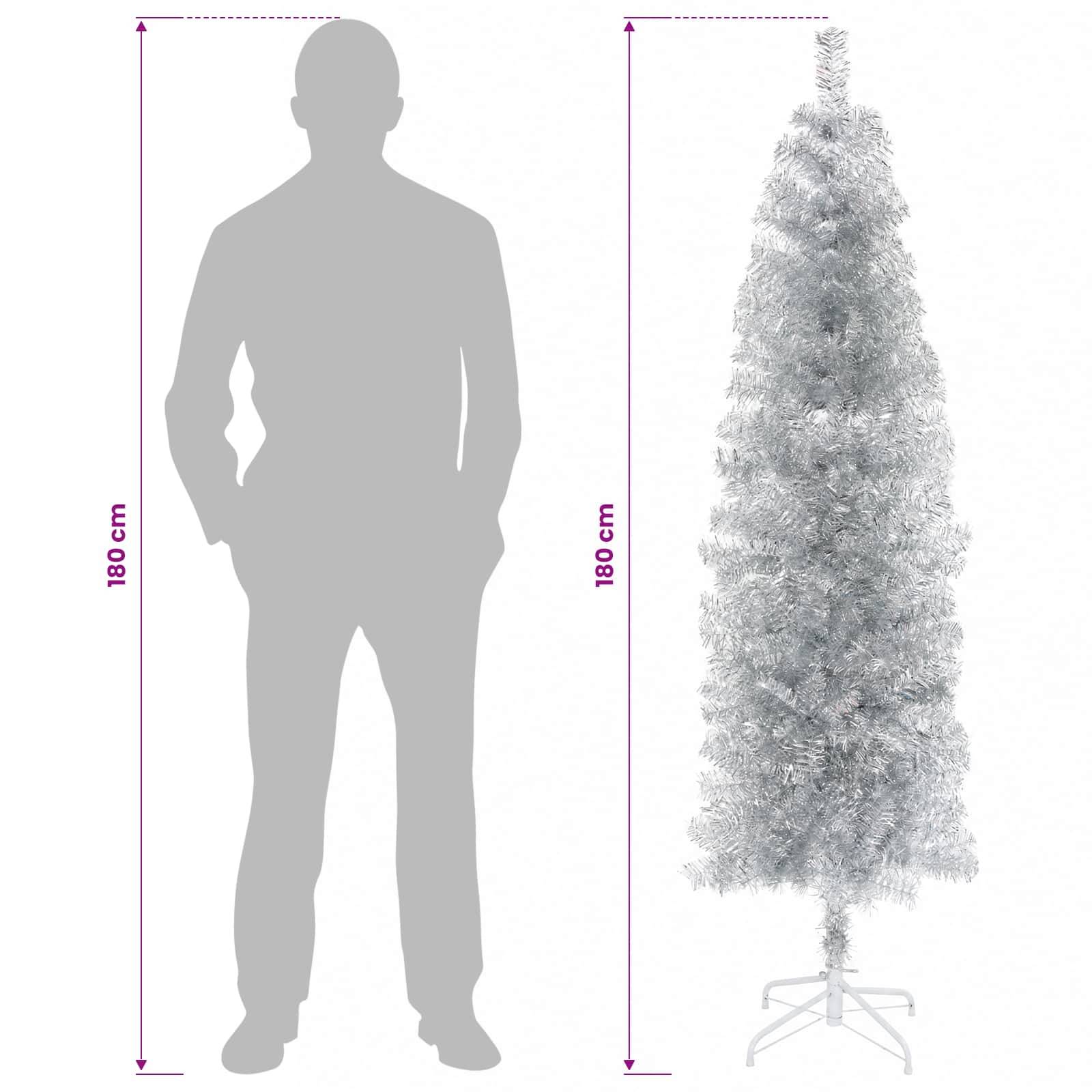 Vidaxl - Arbre de Noël artificiel slim 180 cm PVC et Acier Argenté vidaXL 42055262 - Image 8