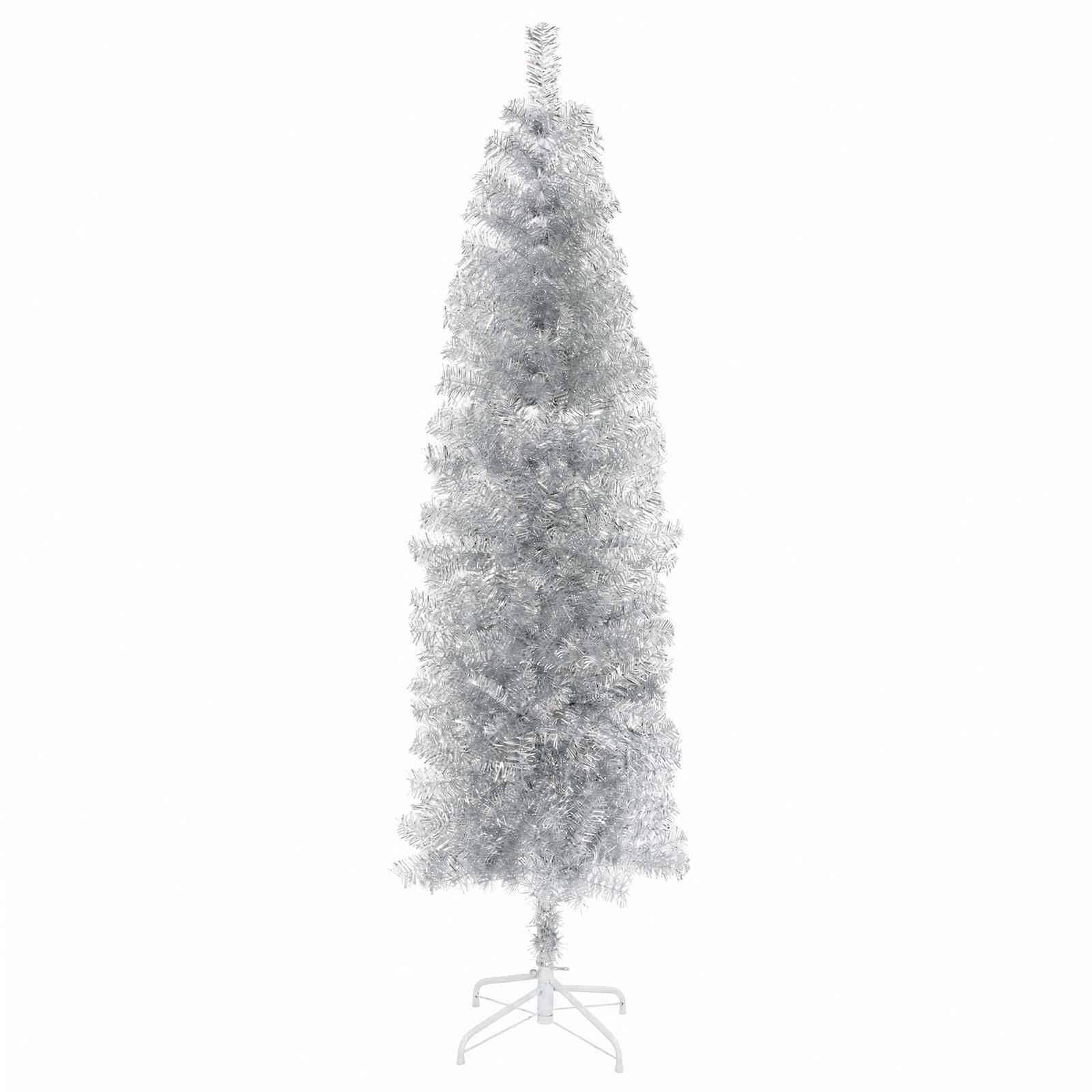 Vidaxl - Arbre de Noël artificiel slim 180 cm PVC et Acier Argenté vidaXL 42055262 - Image 4
