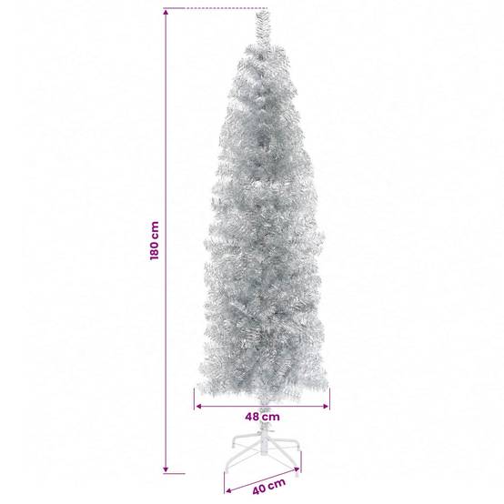 Vidaxl - Arbre de Noël artificiel slim 180 cm PVC et Acier Argenté vidaXL 42055262 - Image 3