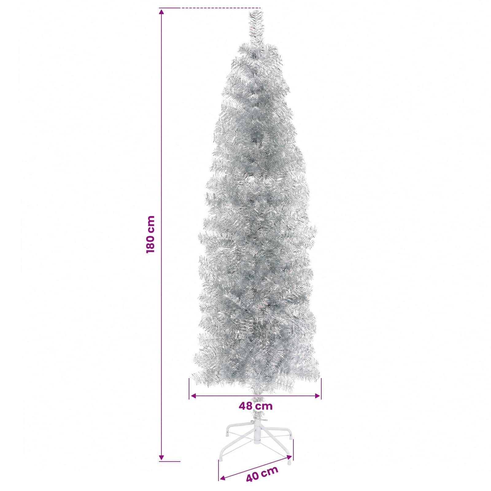 Vidaxl - Arbre de Noël artificiel slim 180 cm PVC et Acier Argenté vidaXL 42055262 - Image 3