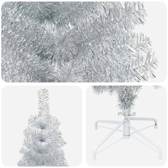 Vidaxl - Arbre de Noël artificiel slim 180 cm PVC et Acier Argenté vidaXL 42055262 - Image 5