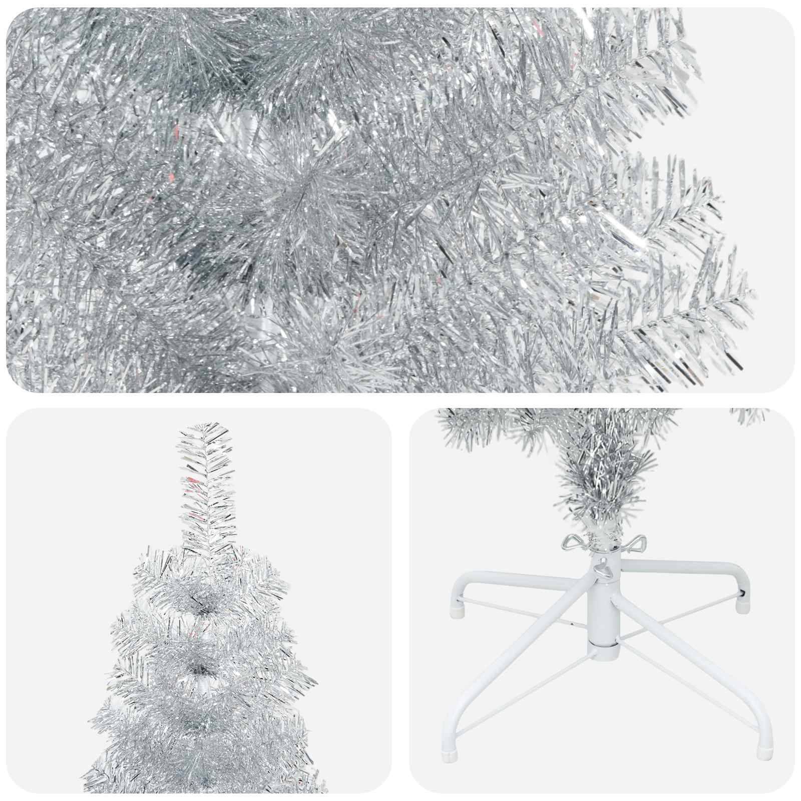 Vidaxl - Arbre de Noël artificiel slim 180 cm PVC et Acier Argenté vidaXL 42055262 - Image 5