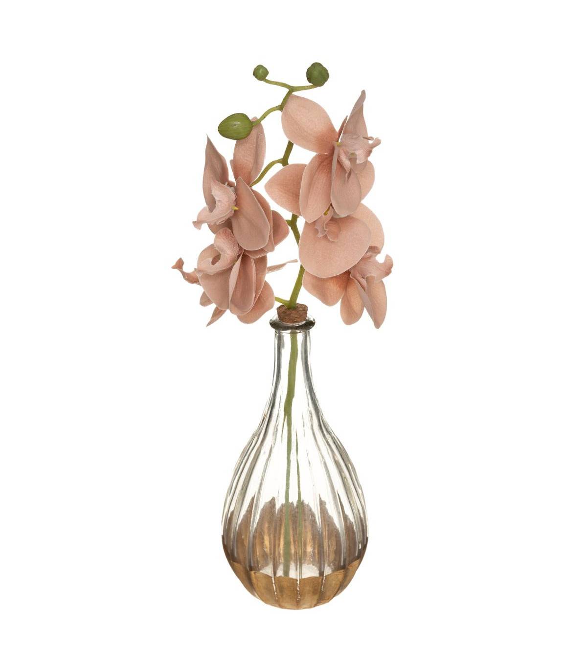 Composition florale artificelle Orchidée en Soie Vase en Verre H 35 cm - Image 1