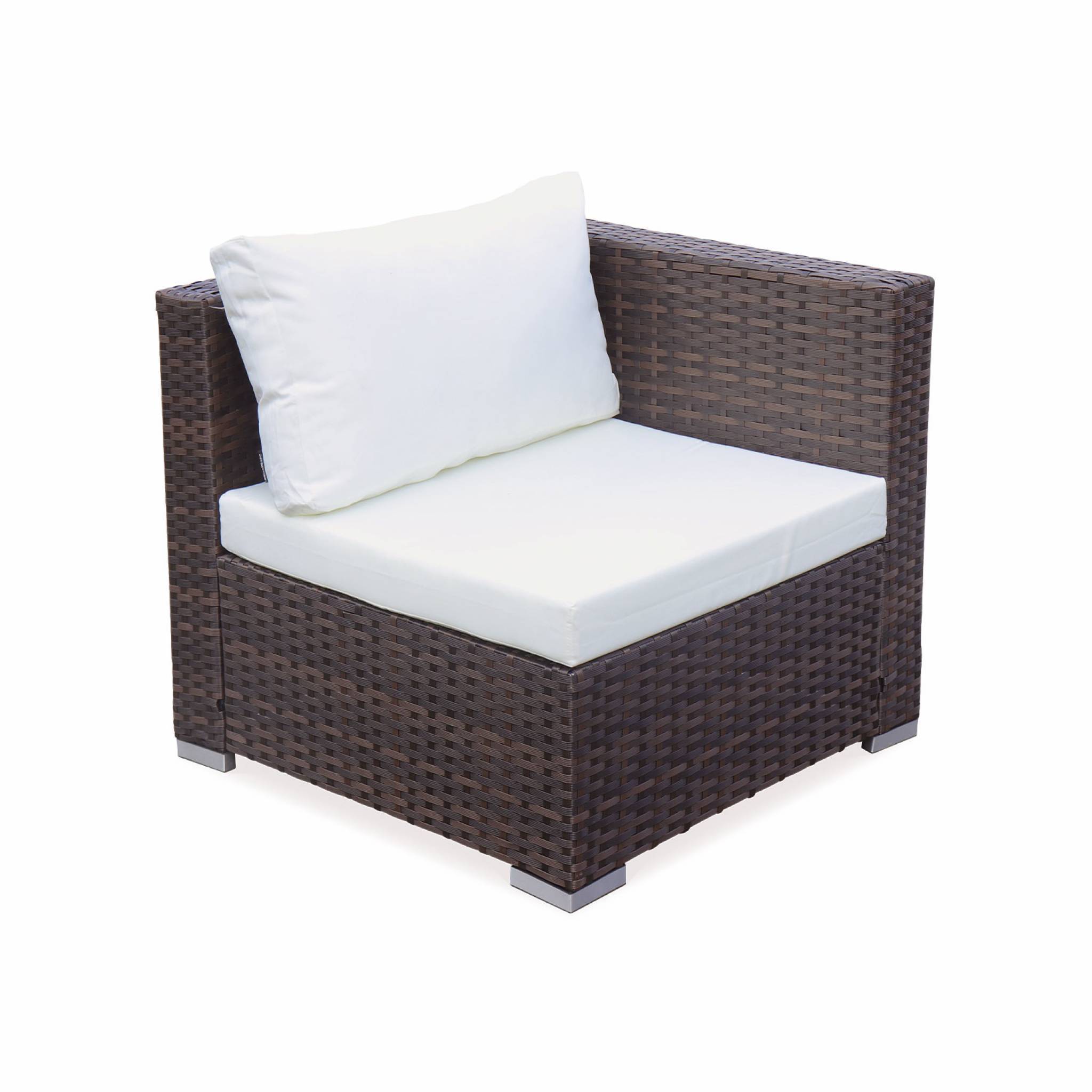 Salon de jardin en résine pour 4 personnes - Torino – résine marron et coussins écru | sweeek - Image 5