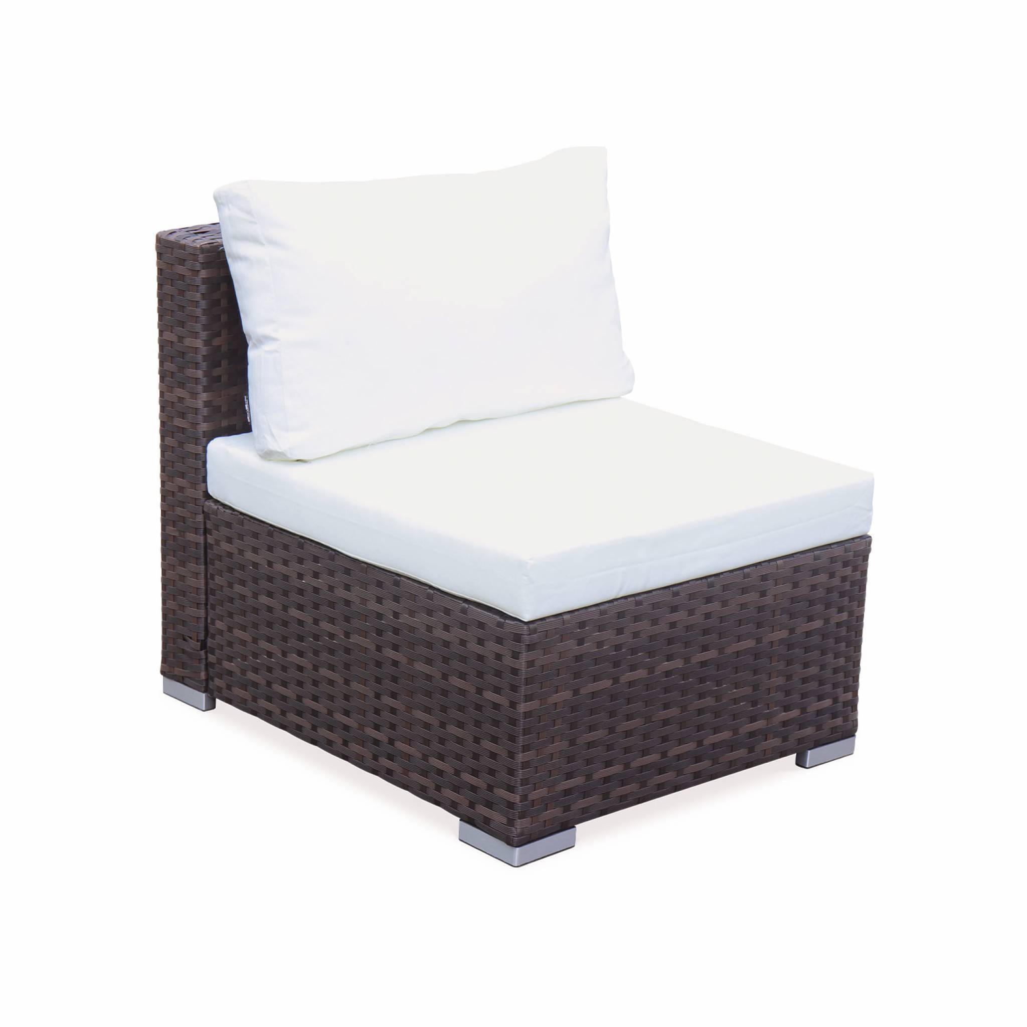 Salon de jardin en résine pour 4 personnes - Torino – résine marron et coussins écru | sweeek - Image 6