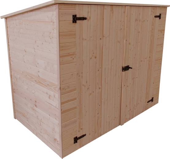 Habrita - Abri mural bois massif range-vélos-scooters-motos-mobilier de jardin gros volume couverture bitumée / 16 mm / L 220 x l 125 x H 162 cm - Image 1