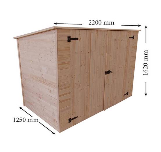 Habrita - Abri mural bois massif range-vélos-scooters-motos-mobilier de jardin gros volume couverture bitumée / 16 mm / L 220 x l 125 x H 162 cm - Image 3