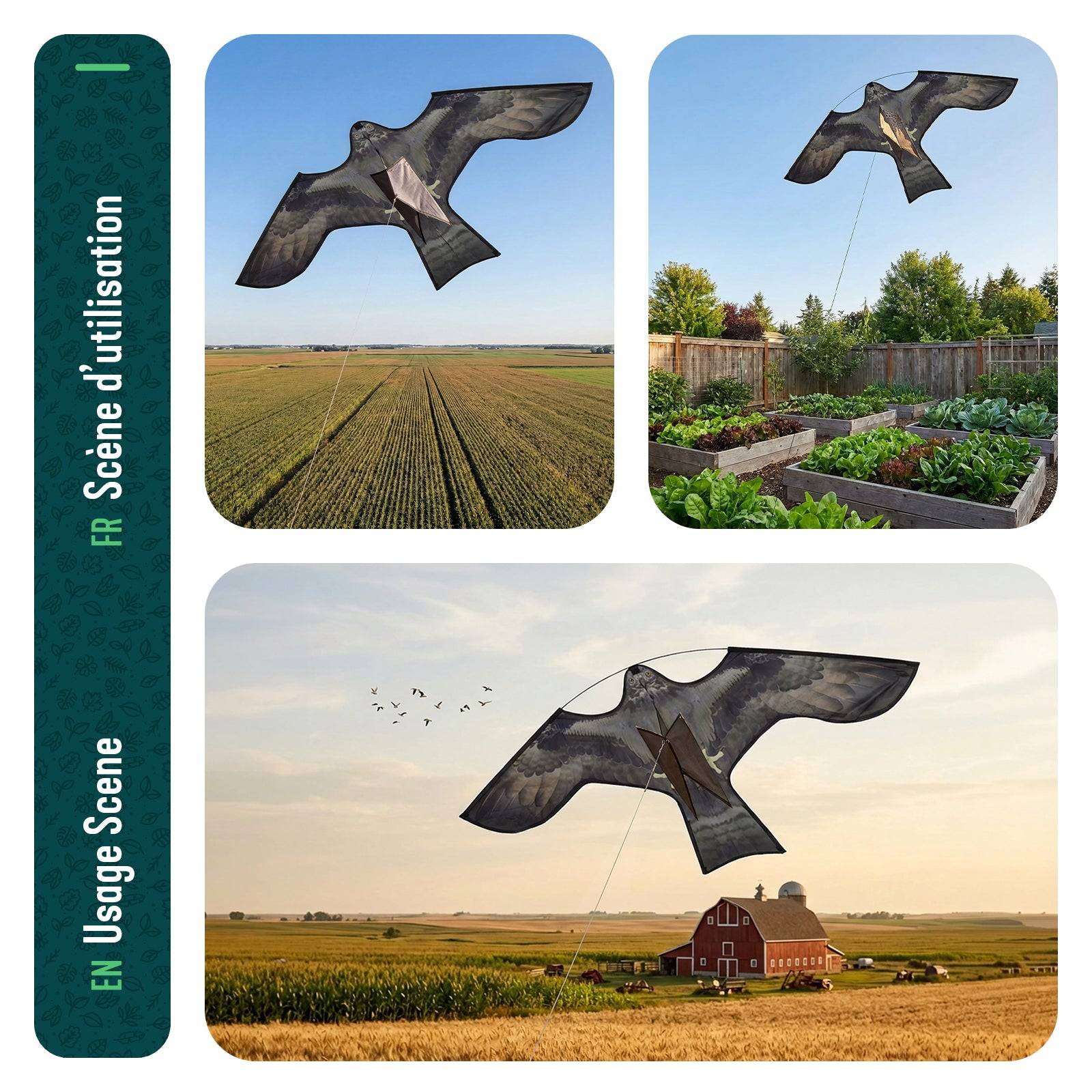 Cerf volant anti oiseaux effaroucheur sans mat Faucon modele F - Image 6