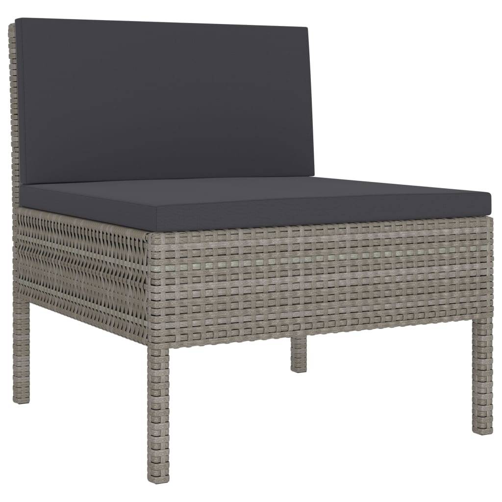 Helloshop26 - Salon de jardin meuble d'extérieur ensemble de mobilier 3 pièces avec coussins résine tressée gris - Image 2