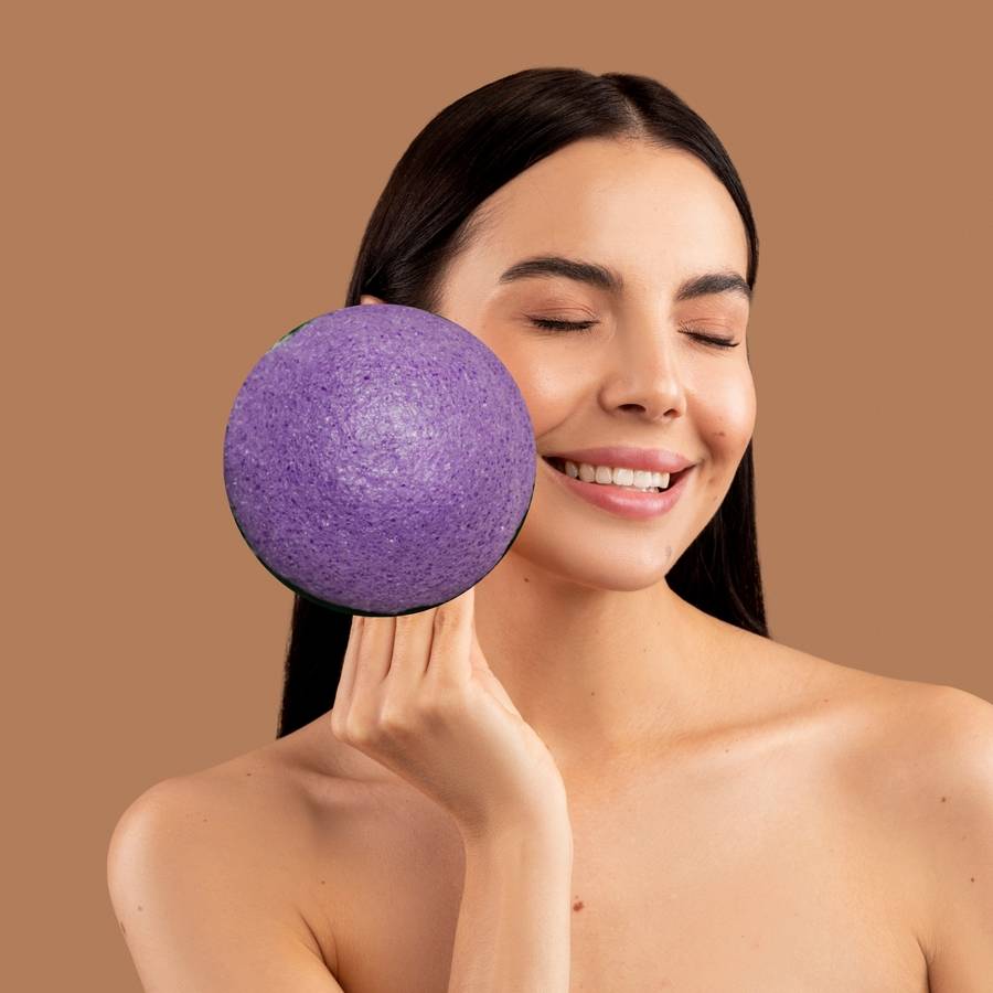 Sun&Sia - Éponge Konjac 100% Naturelle à la Lavande, Nettoie en Profondeur et en Douceur, Soin du Visage Naturel, Tous Types de Peau - Image 2