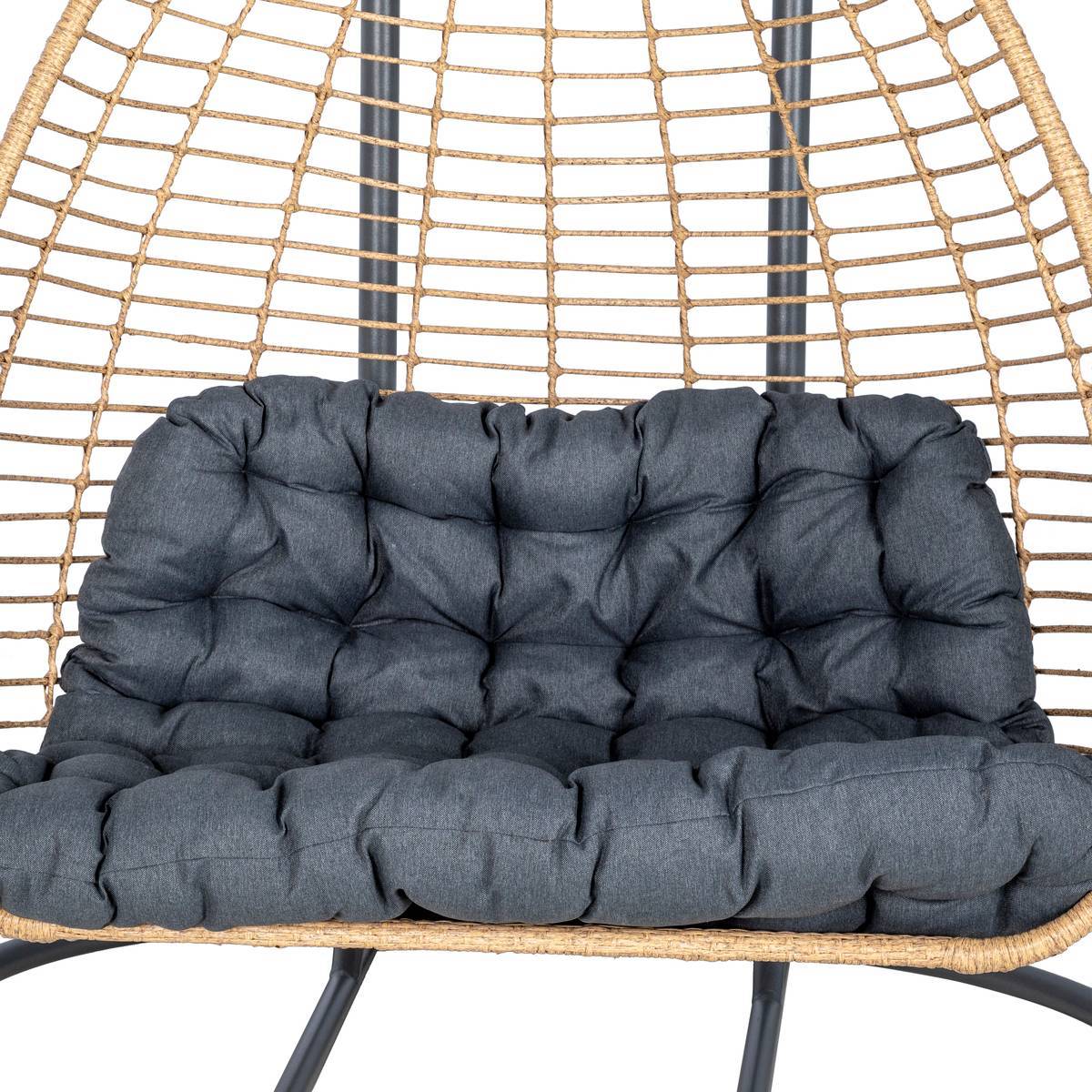 Hesperide - Fauteuil oeuf suspendu "Ajar" ardoise 2 places en acier traité époxy Hespéride - Image 3