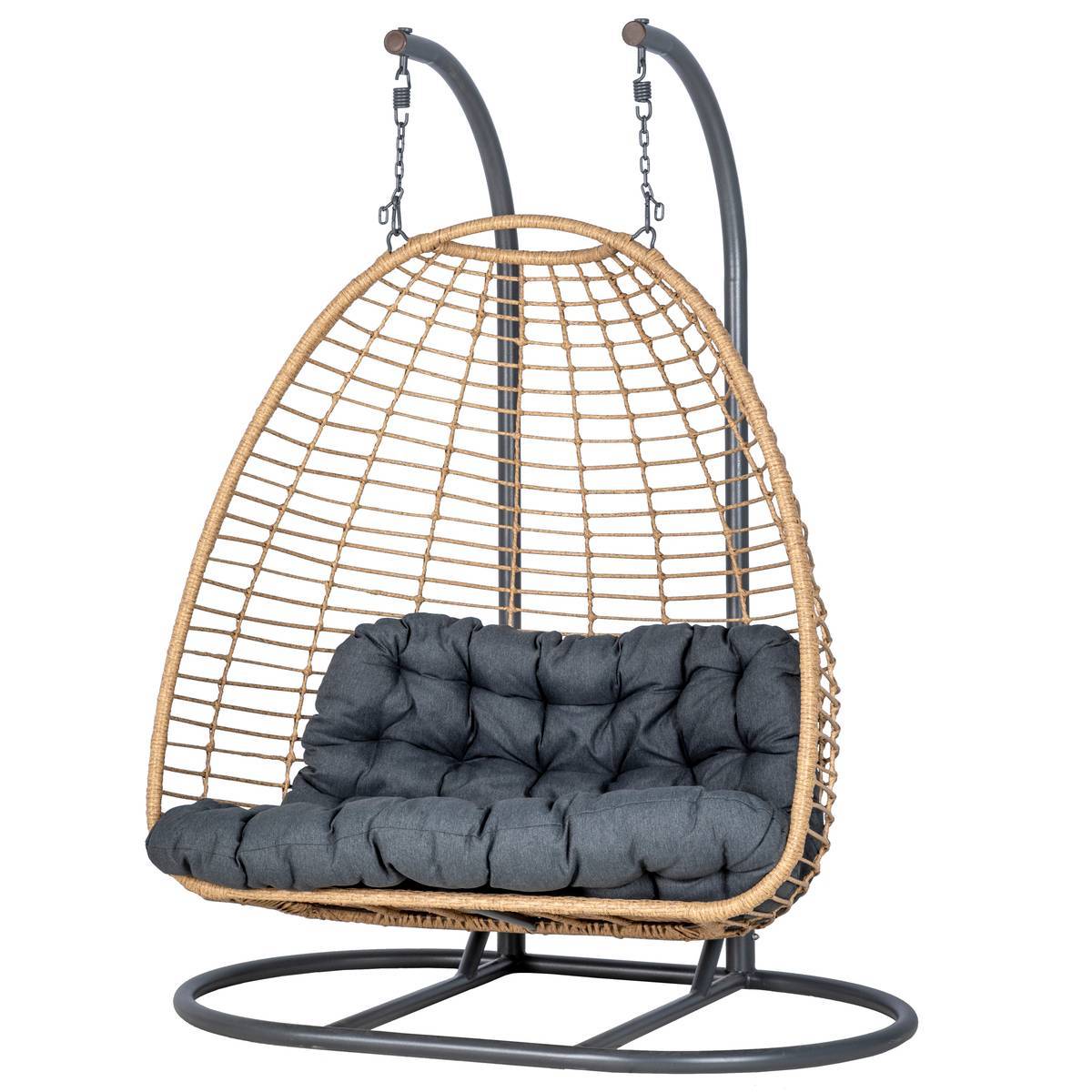 Hesperide - Fauteuil oeuf suspendu "Ajar" ardoise 2 places en acier traité époxy Hespéride - Image 2