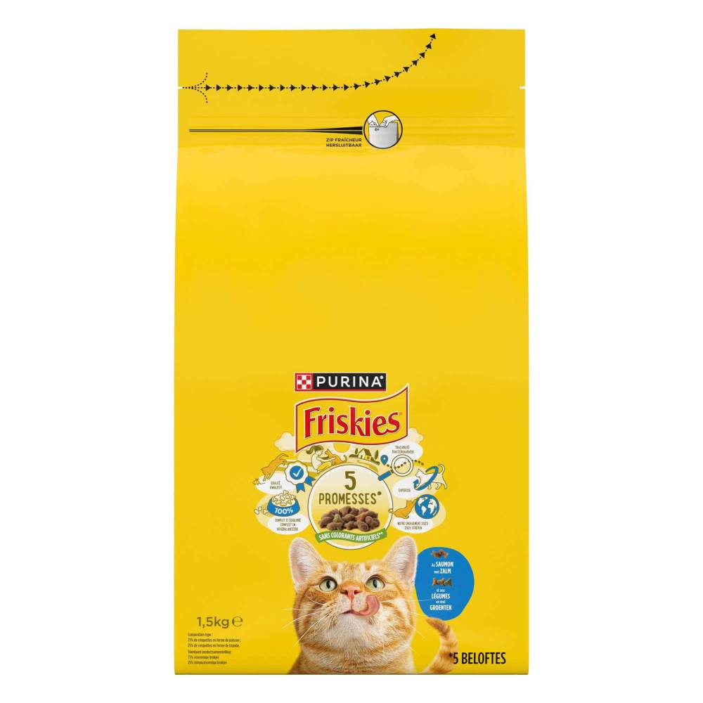 Purina One - Croquettes chat au Saumon et aux Légumes 1.5KG friskies