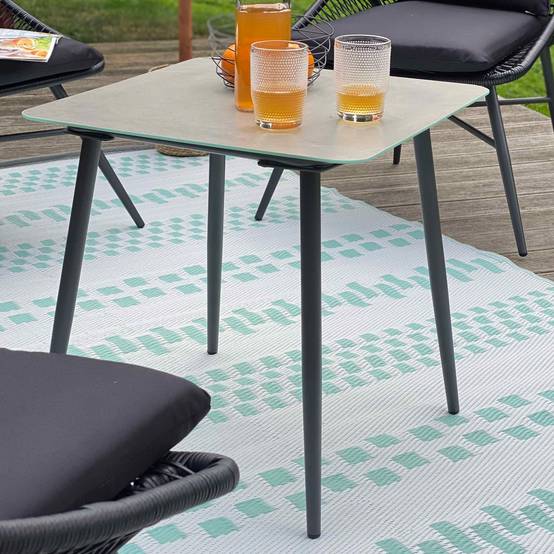 Oviala - Petite table basse de jardin en acier gris Costa Rica - Oviala - Image 2