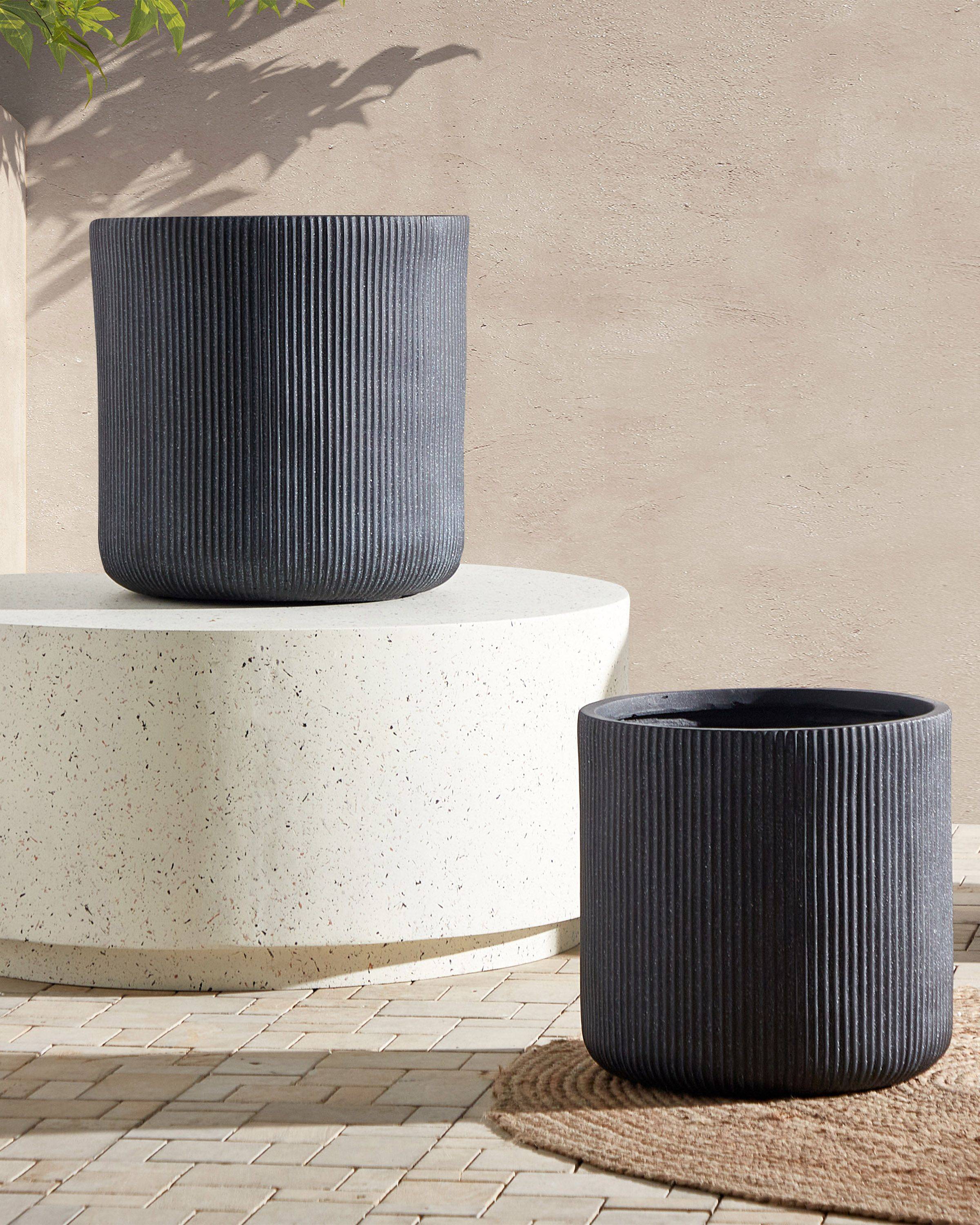 Beliani - Cache-pot d'extérieur Fibre d'argile Gris graphite OREOI - 37x37x37- Beliani - Image 1