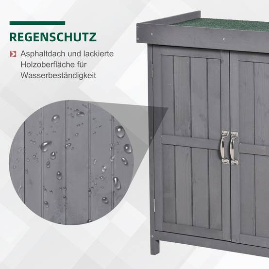 ComfortXL - Armoire de jardin en sapin gris 74 x 43 x 88 cm pour terrasse rangement compact à double porte et couvercle - Image 4