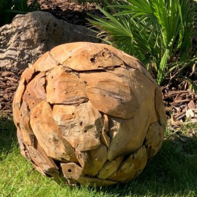 Sphère de jardin teck - Brun 30 cm - Jardinex - Image 3