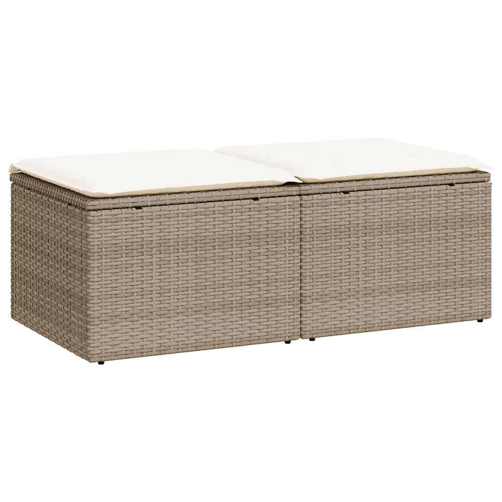 Salon de jardin avec coussins 2 pcs | Mobilier d'extérieur beige résine tressée acacia Maison Chic - Image 1