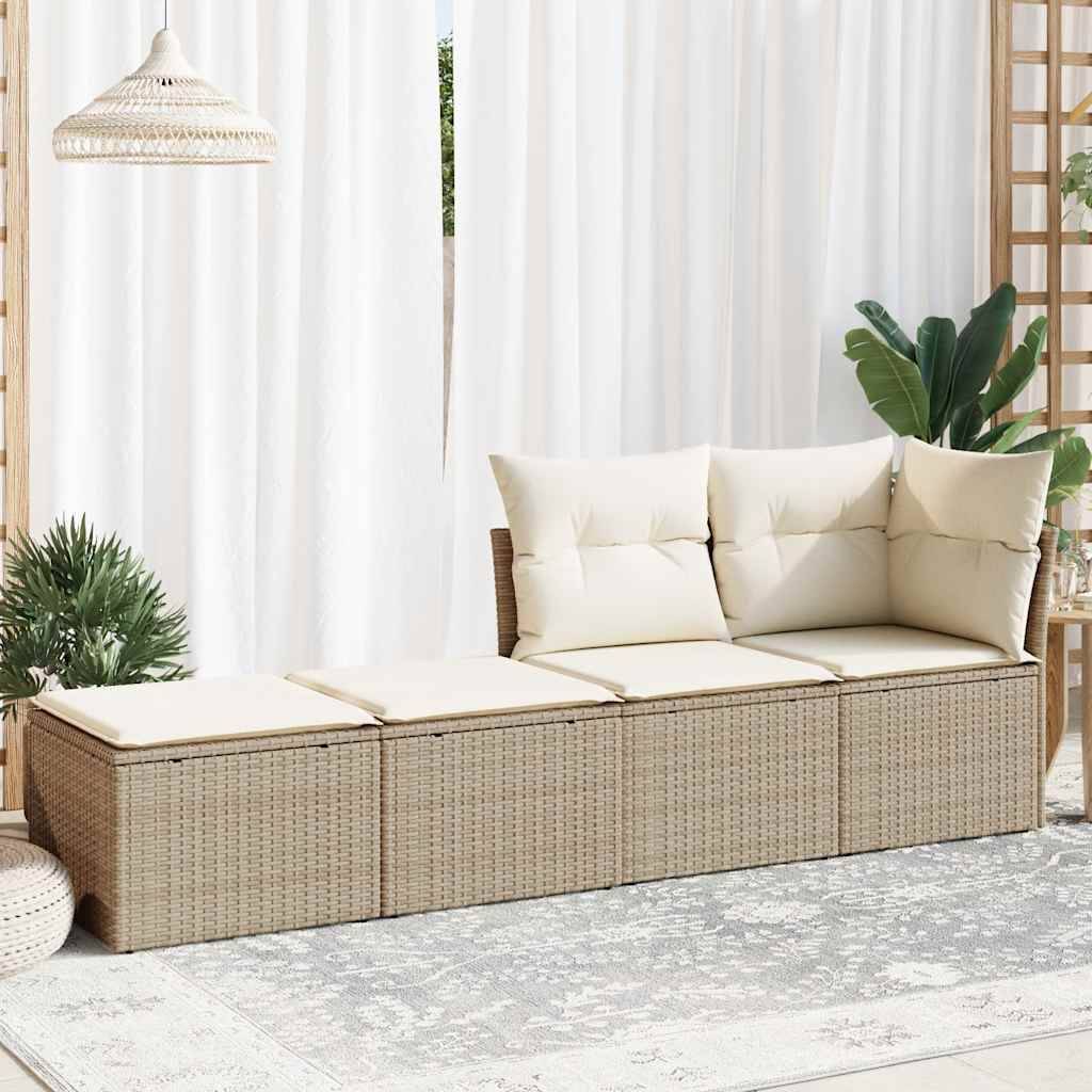 Salon de jardin avec coussins 2 pcs | Mobilier d'extérieur beige résine tressée acacia Maison Chic - Image 3