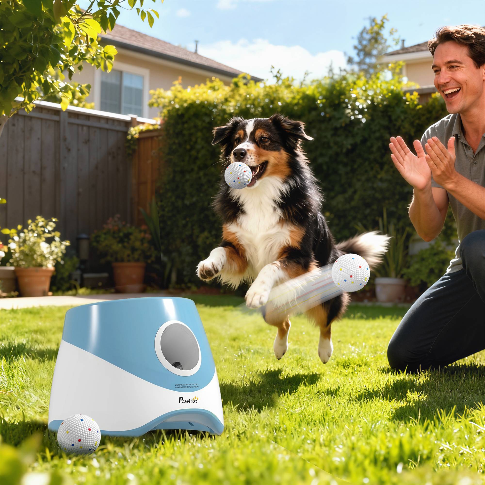 Sans Marque - Lanceur Automatique de Balles pour Chiens Petits et Moyens Bleu - Image 3