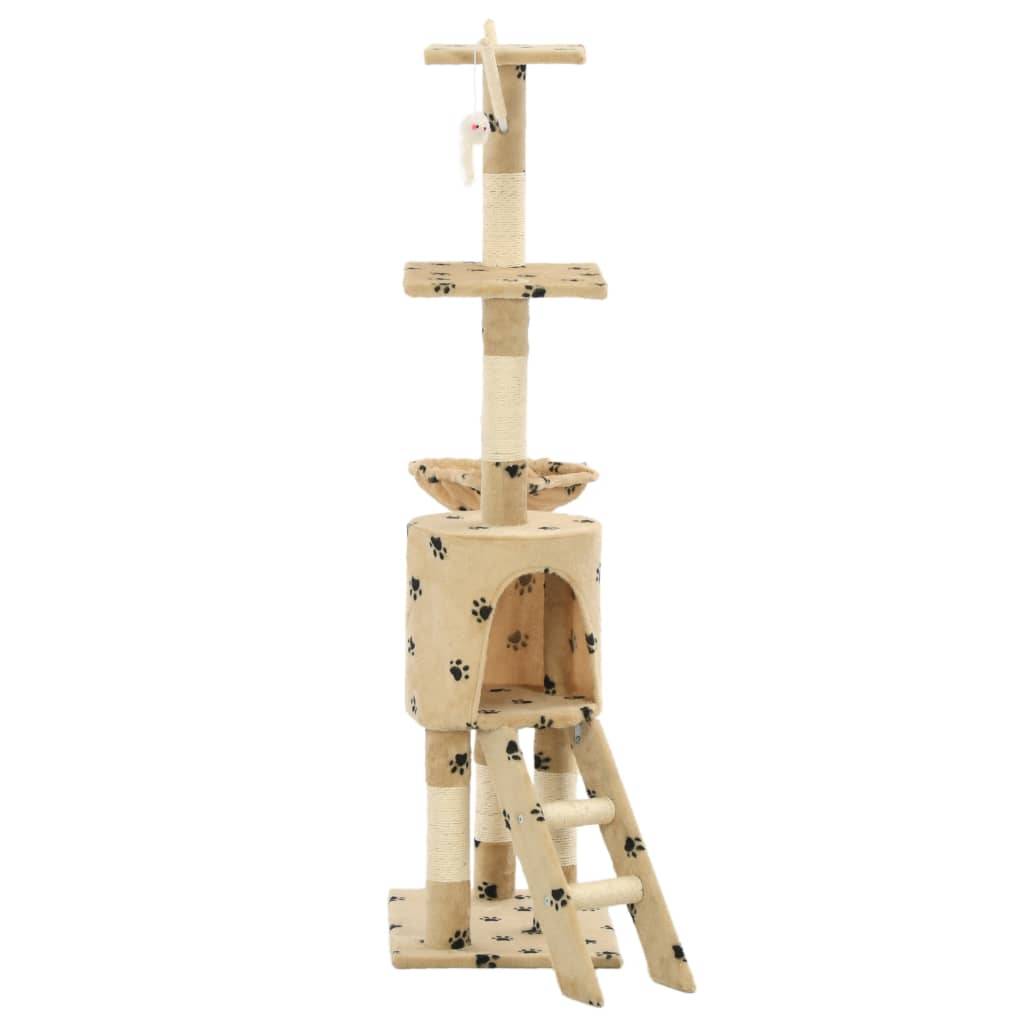 Vidaxl - Arbre à chat avec griffoir en sisal 138cm Beige Motif de pattes vidaXL 170581 - Image 9
