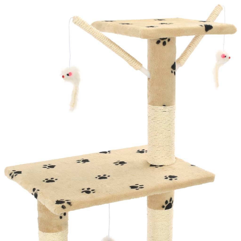 Vidaxl - Arbre à chat avec griffoir en sisal 138cm Beige Motif de pattes vidaXL 170581 - Image 7