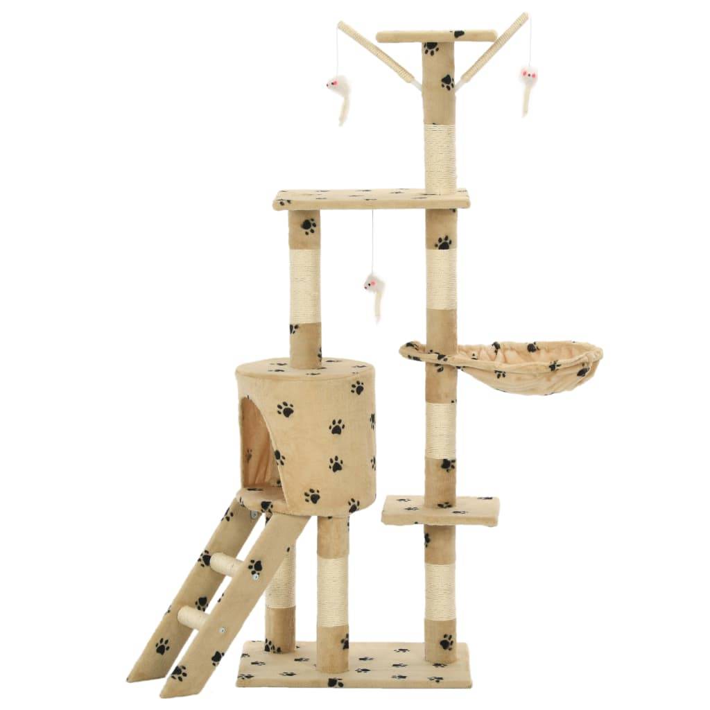 Vidaxl - Arbre à chat avec griffoir en sisal 138cm Beige Motif de pattes vidaXL 170581 - Image 8